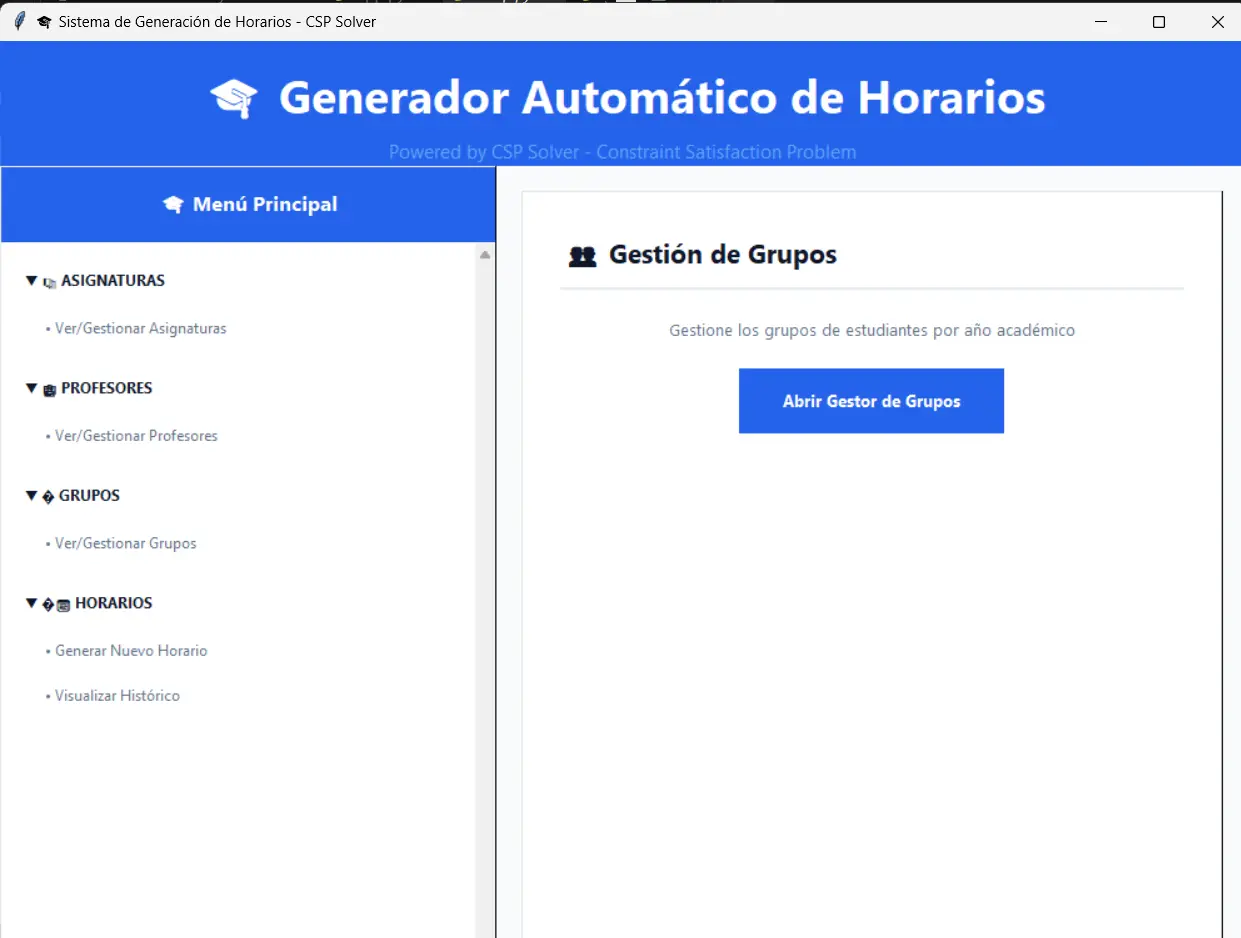 Sistema de Gestión de horarios